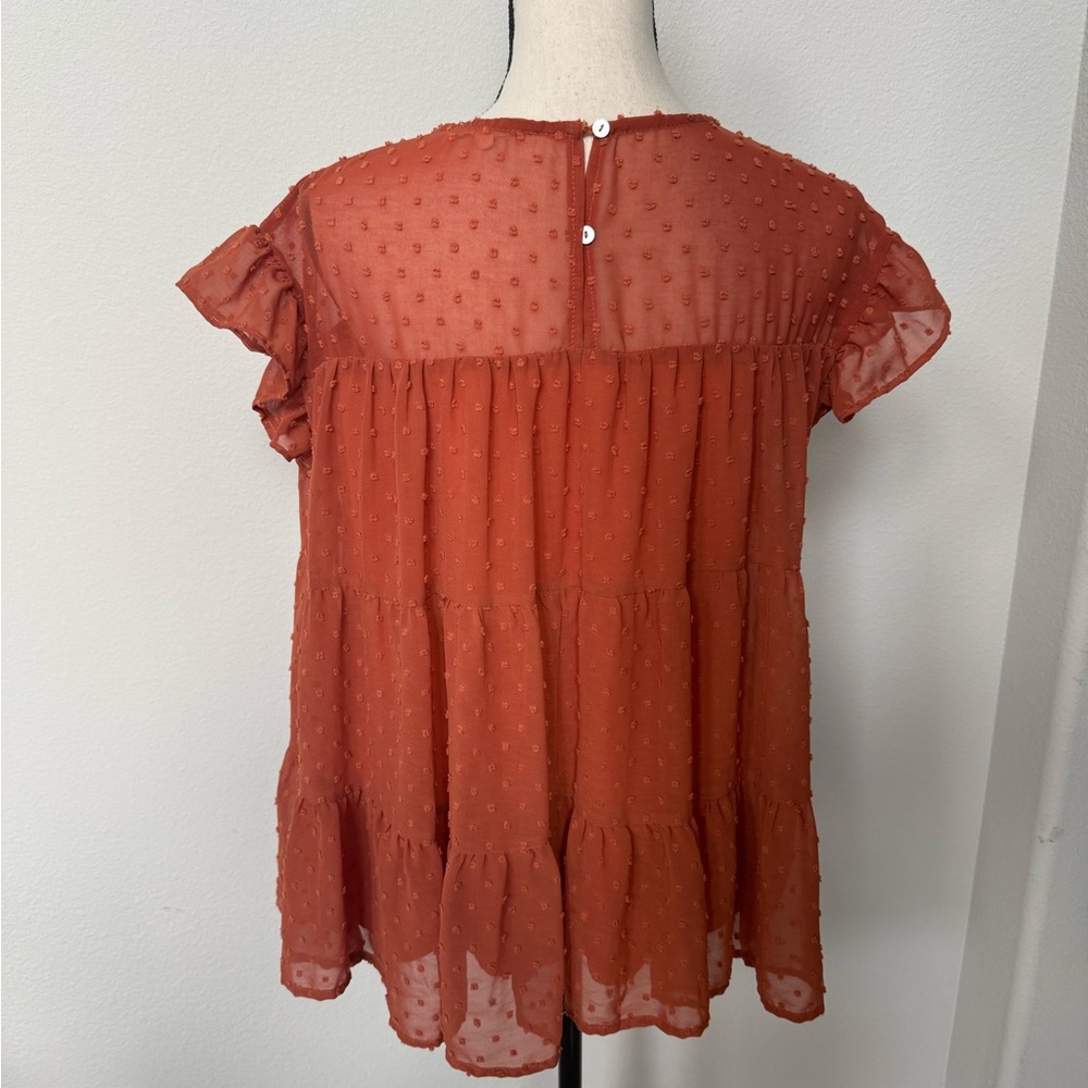 Entro Orange Ruffle Blouse - Picture 5 of 8